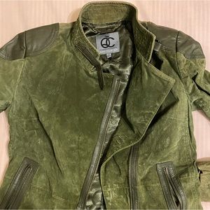 Queen collection - Green suede leather zip up jacket